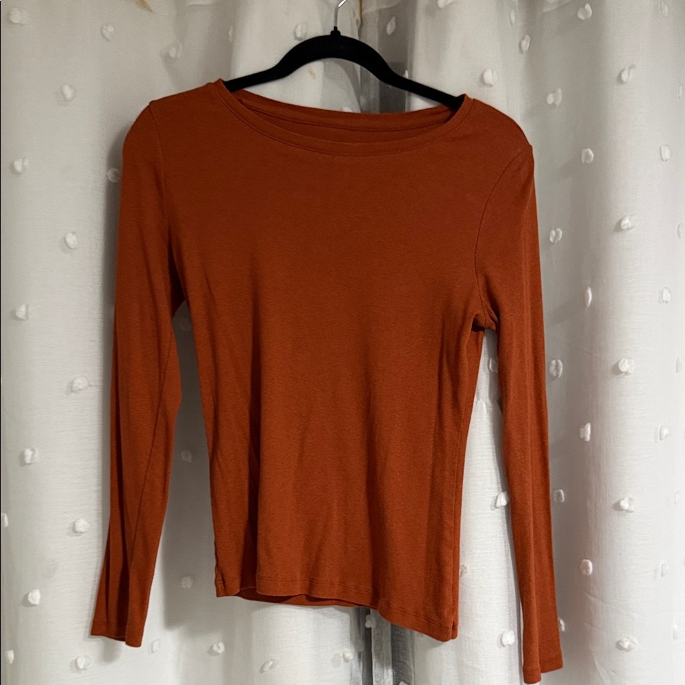 a new day Rust Orange Long-Sleeve Crewneck Top